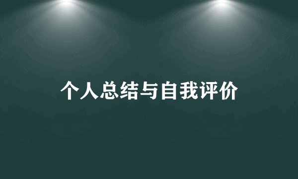 个人总结与自我评价