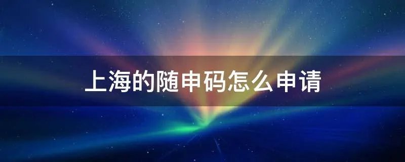 上海的随申码怎么申请