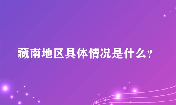 藏南地区具体情况是什么？