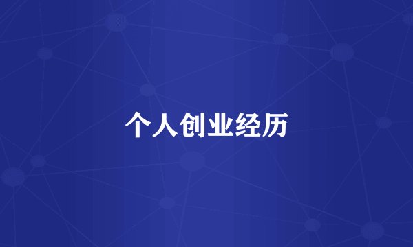 个人创业经历