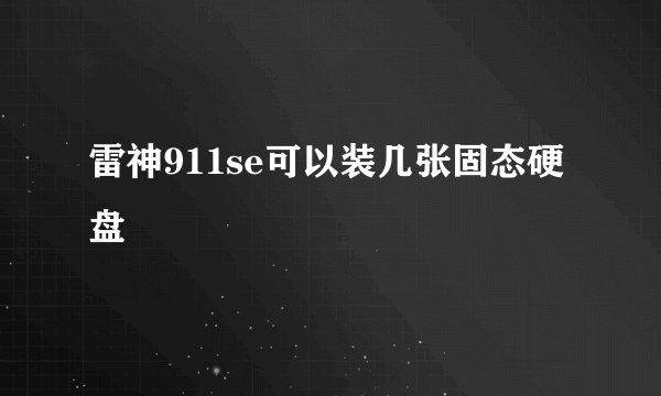 雷神911se可以装几张固态硬盘