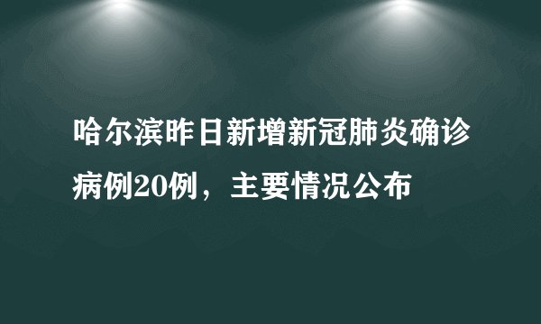哈尔滨昨日新增新冠肺炎确诊病例20例，主要情况公布