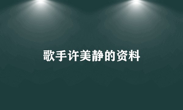 歌手许美静的资料