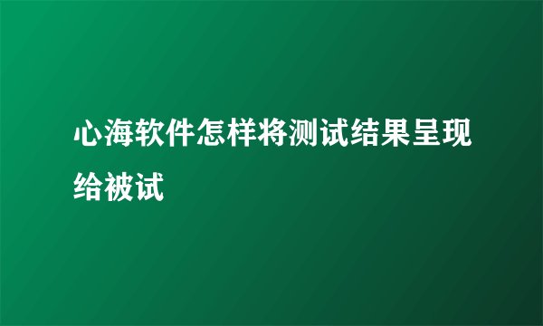 心海软件怎样将测试结果呈现给被试