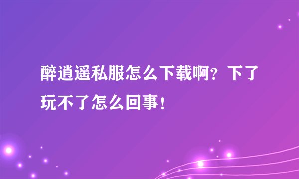 醉逍遥私服怎么下载啊？下了玩不了怎么回事！