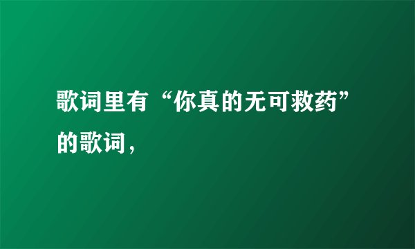 歌词里有“你真的无可救药”的歌词，