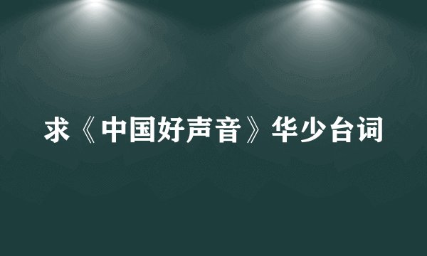 求《中国好声音》华少台词