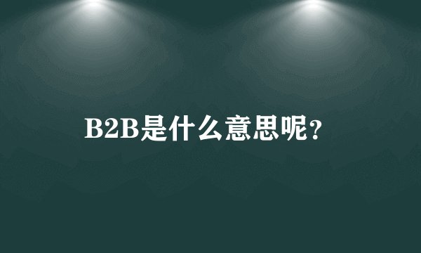 B2B是什么意思呢？
