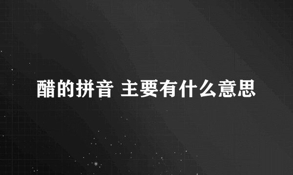 醋的拼音 主要有什么意思