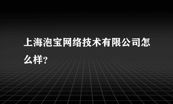 上海泡宝网络技术有限公司怎么样?