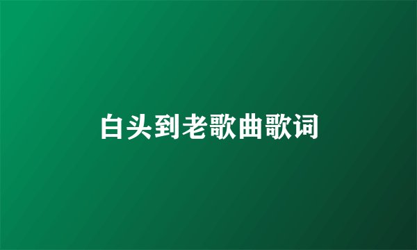 白头到老歌曲歌词