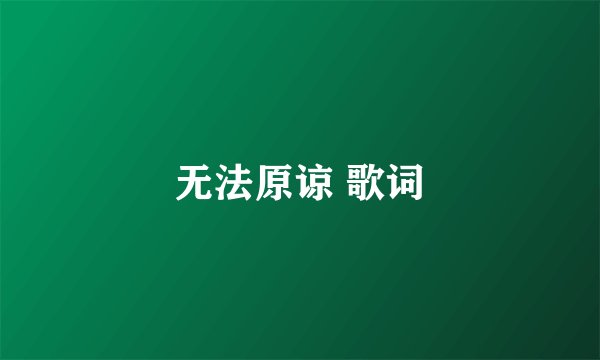 无法原谅 歌词