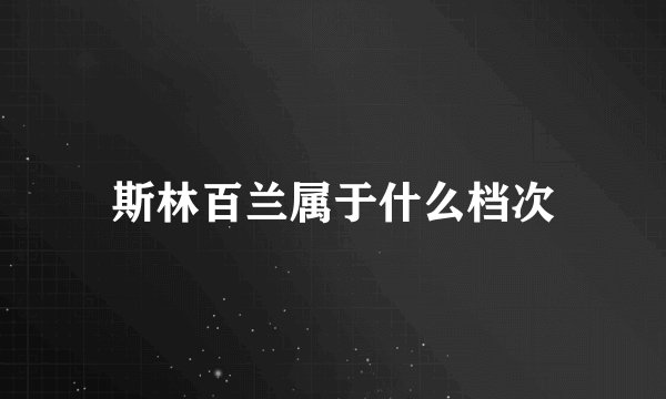 斯林百兰属于什么档次
