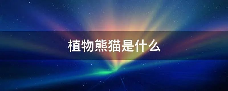 植物熊猫是什么