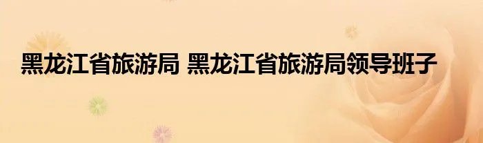 黑龙江省旅游局 黑龙江省旅游局领导班子