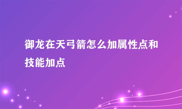 御龙在天弓箭怎么加属性点和技能加点
