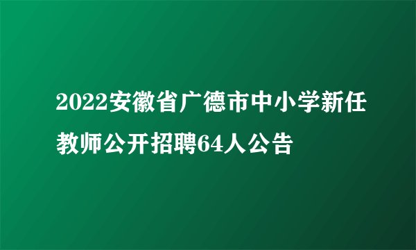 2022安徽省广德市中小学新任教师公开招聘64人公告