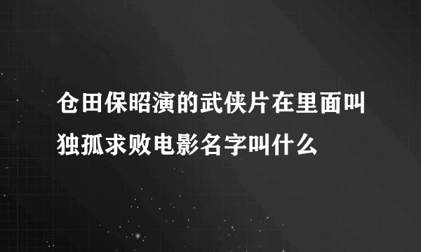 仓田保昭演的武侠片在里面叫独孤求败电影名字叫什么