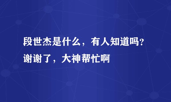 段世杰是什么，有人知道吗？谢谢了，大神帮忙啊