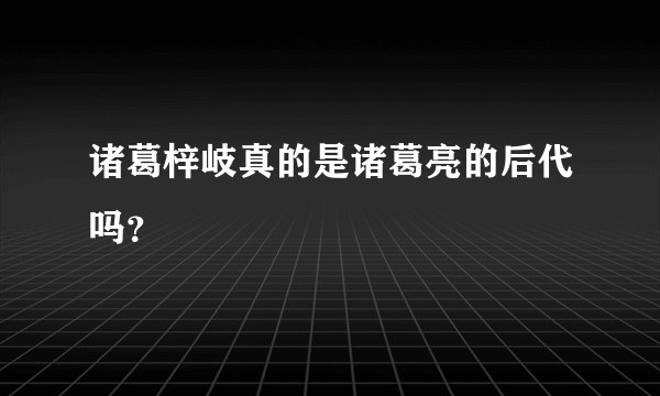 诸葛梓岐真的是诸葛亮的后代吗？