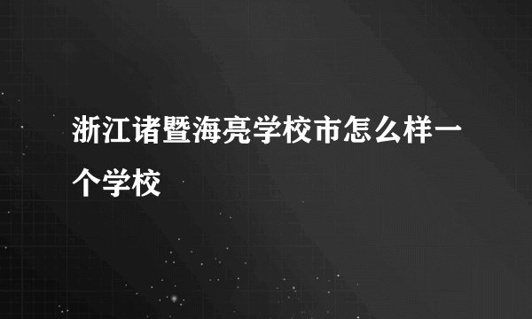 浙江诸暨海亮学校市怎么样一个学校