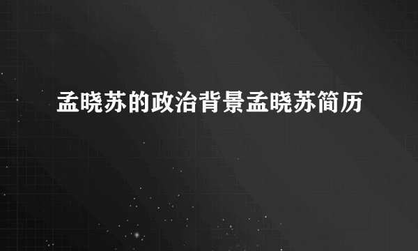 孟晓苏的政治背景孟晓苏简历
