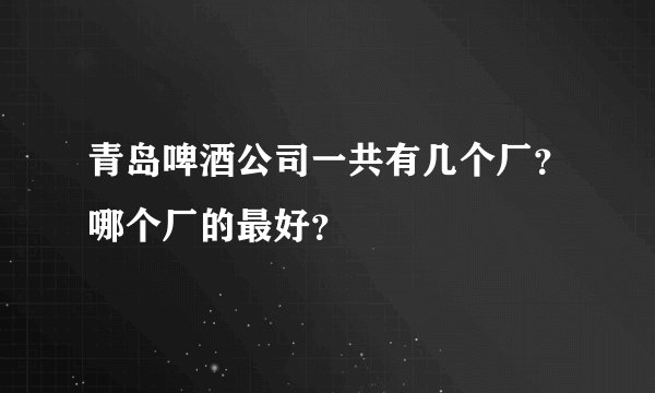 青岛啤酒公司一共有几个厂？哪个厂的最好？
