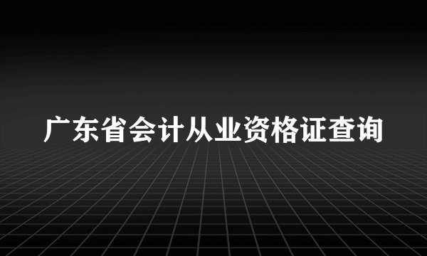 广东省会计从业资格证查询