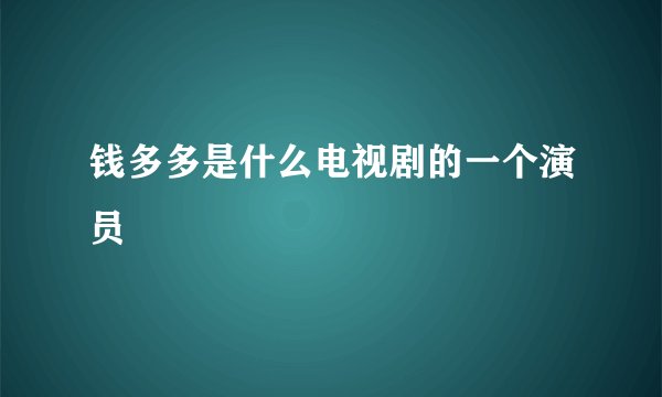 钱多多是什么电视剧的一个演员