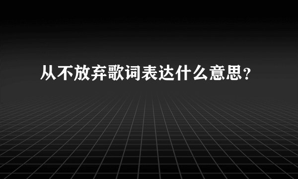 从不放弃歌词表达什么意思？
