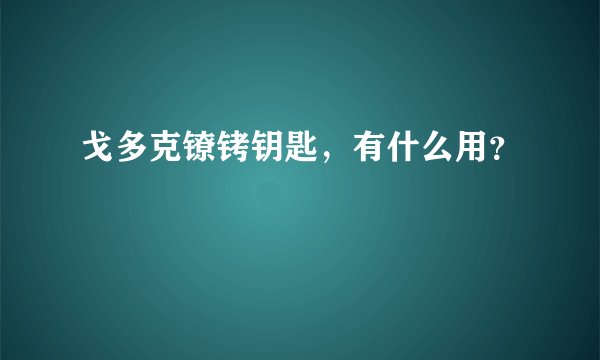 戈多克镣铐钥匙，有什么用？