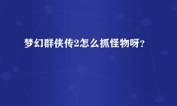 梦幻群侠传2怎么抓怪物呀？