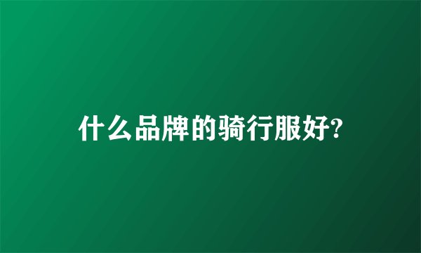 什么品牌的骑行服好?