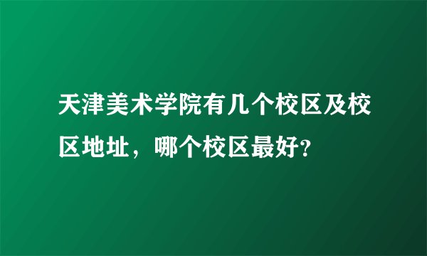 天津美术学院有几个校区及校区地址，哪个校区最好？