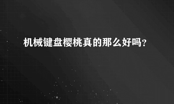 机械键盘樱桃真的那么好吗？