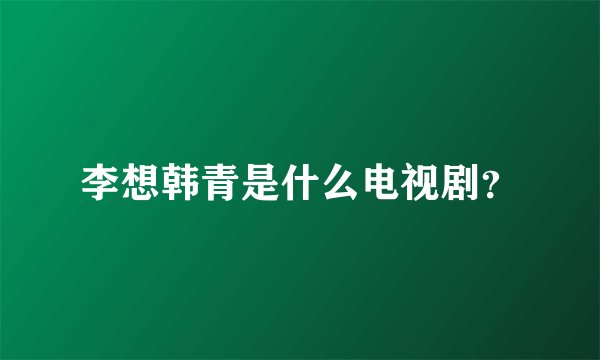 李想韩青是什么电视剧？