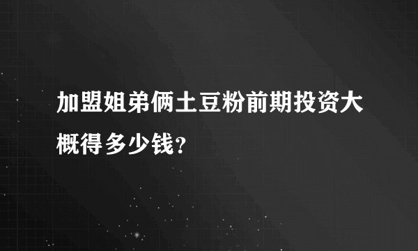 加盟姐弟俩土豆粉前期投资大概得多少钱？