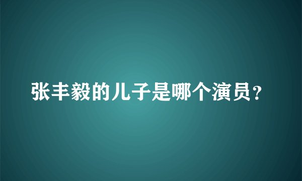 张丰毅的儿子是哪个演员？