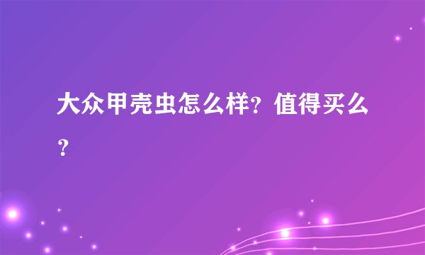 大众甲壳虫怎么样？值得买么？
