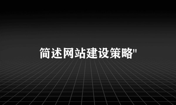 简述网站建设策略