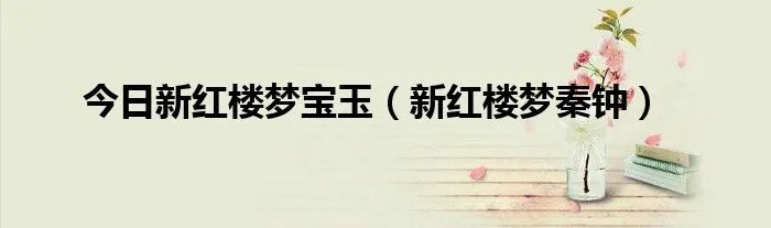 今日新红楼梦宝玉（新红楼梦秦钟）