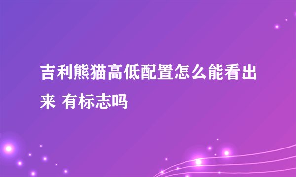 吉利熊猫高低配置怎么能看出来 有标志吗