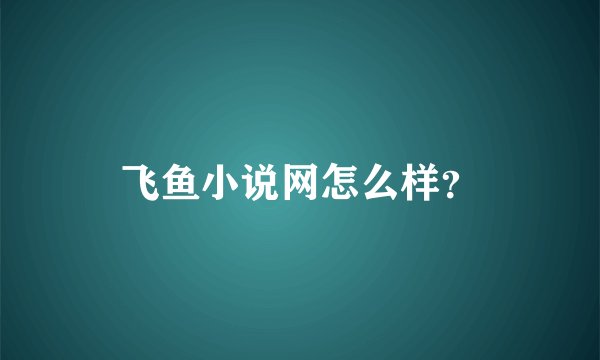 飞鱼小说网怎么样?