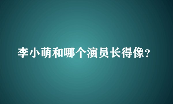 李小萌和哪个演员长得像？