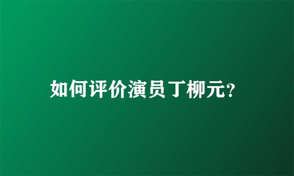 如何评价演员丁柳元?