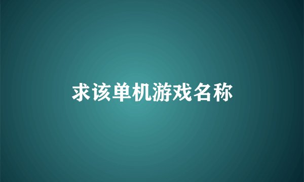 求该单机游戏名称