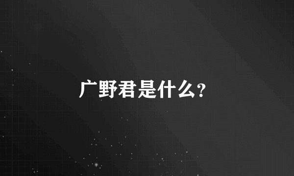 广野君是什么？