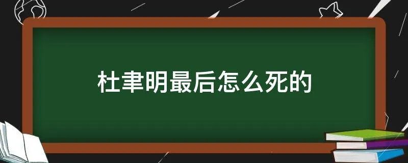 杜聿明最后怎么死的