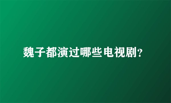 魏子都演过哪些电视剧？
