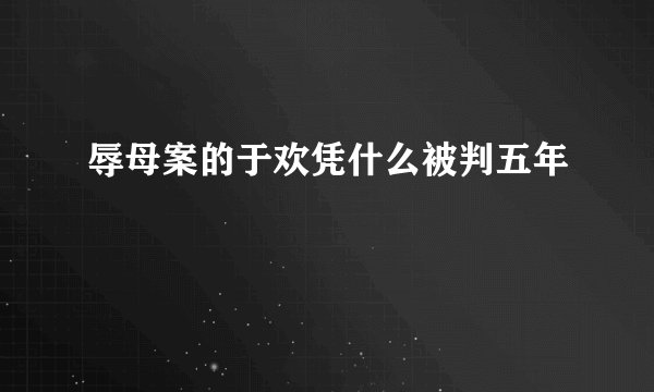 辱母案的于欢凭什么被判五年